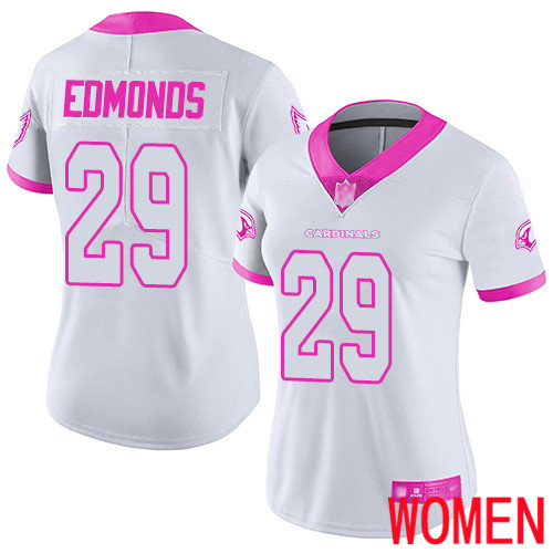 Arizona Cardinals Limited White Pink Women Chase Edmonds Jersey NFL Football #29 Rush Fashion->women nfl jersey->Women Jersey